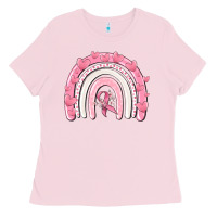 Bubblegum Pink breast cancer  rainbow Ladies Tee - MaliasSmallBusiness