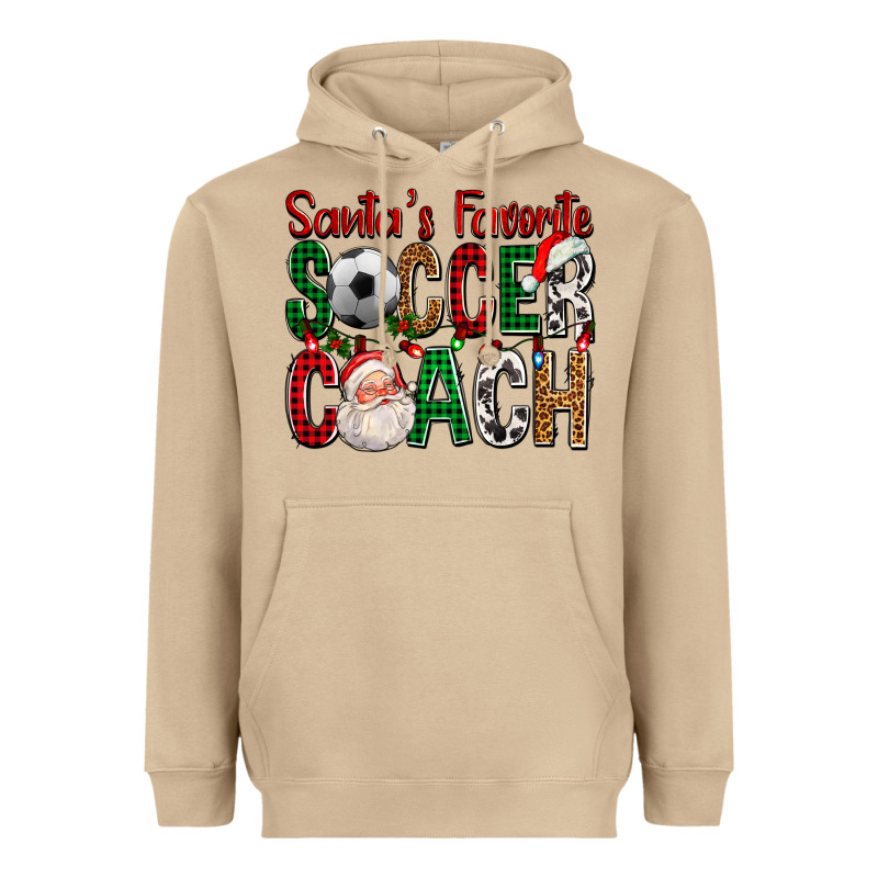 Santa's Favorite Soccer Coach For Christmas Heavyweight Hoodie by FaDigitalArtStudio | Teevron