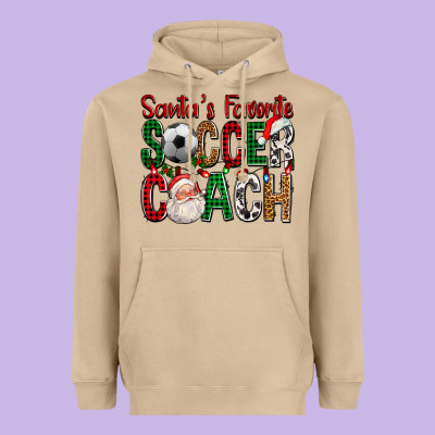 Santa's Favorite Soccer Coach For Christmas Heavyweight Hoodie Designed By Fadigitalartstudio