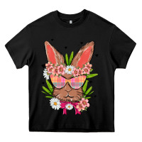 Black bunny with floral Heavy Core Tee - MaliasSmallBusiness