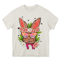Cream bunny with floral Heavy Core Tee - MaliasSmallBusiness
