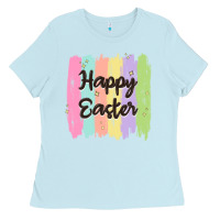 Baby Blue happy easter Ladies Tee - MaliasSmallBusiness