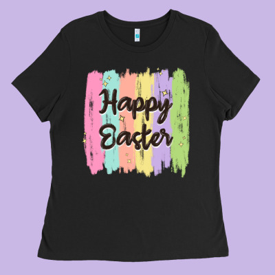 Happy Easter Ladies Tee Designed By Maliassmallbusiness