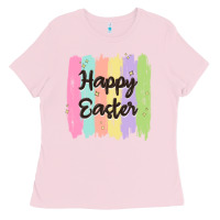 Bubblegum Pink happy easter Ladies Tee - MaliasSmallBusiness