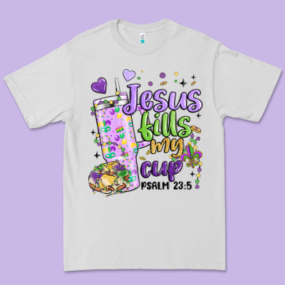 Mardi Gras Jesus Fills My Cup Premium Tee Designed By Maliassmallbusiness