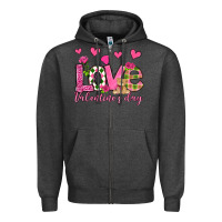 Charcoal Heather love valentine's day olivia Zipper Hoodie - OliviaCreatesArt
