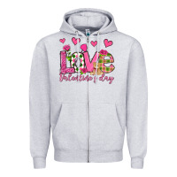 Heather Grey love valentine's day olivia Zipper Hoodie - OliviaCreatesArt