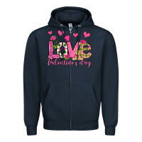 Navy love valentine's day olivia Zipper Hoodie - OliviaCreatesArt