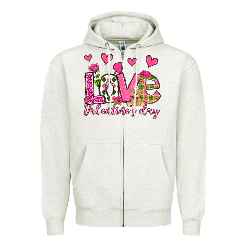 Love Valentine's Day Olivia Zipper Hoodie by OliviaCreatesArt | Teevron