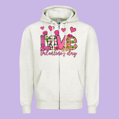 Love Valentine's Day Olivia Zipper Hoodie Designed By Oliviacreatesart
