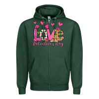 Sports Green love valentine's day olivia Zipper Hoodie - OliviaCreatesArt