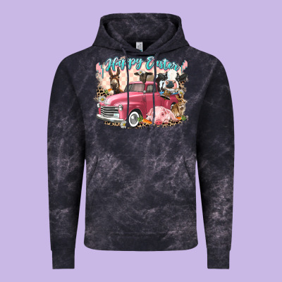 Happy Easter Truck With Easter Farm Animals Vintage Hoodie Designed By Lillyallendesigns