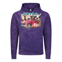 Cloud Purple Happy Easter truck with Easter farm animals Vintage Hoodie - LillyAllenDesigns