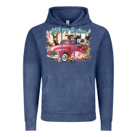 Vintage Denim Happy Easter truck with Easter farm animals Vintage Hoodie - LillyAllenDesigns