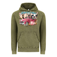 Vintage Olive Happy Easter truck with Easter farm animals Vintage Hoodie - LillyAllenDesigns