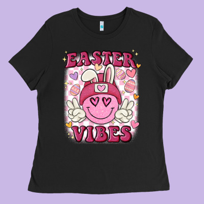 Easter Vibes Ladies Tee Designed By Maliassmallbusiness