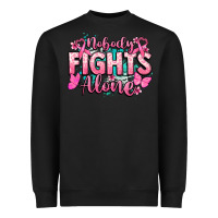 Black Nobody fights alone Cancer Awareness Heavyweight Sweatshirt - HowdyJamesFarm