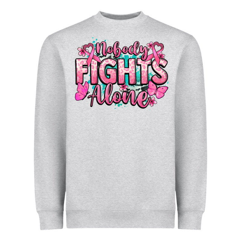 Nobody Fights Alone Cancer Awareness Heavyweight Sweatshirt by HowdyJamesFarm | Teevron