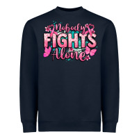 Navy Nobody fights alone Cancer Awareness Heavyweight Sweatshirt - HowdyJamesFarm