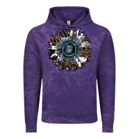 Cloud Purple cowhide leopard and  leather sunflower Vintage Hoodie - RanaPortraitStore