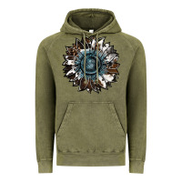 Vintage Olive cowhide leopard and  leather sunflower Vintage Hoodie - RanaPortraitStore
