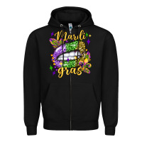 Black mardi gras with  lip olivia Zipper Hoodie - OliviaCreatesArt