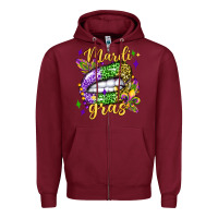 Burgundy mardi gras with  lip olivia Zipper Hoodie - OliviaCreatesArt