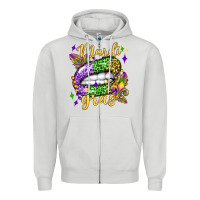 Dove Grey mardi gras with  lip olivia Zipper Hoodie - OliviaCreatesArt
