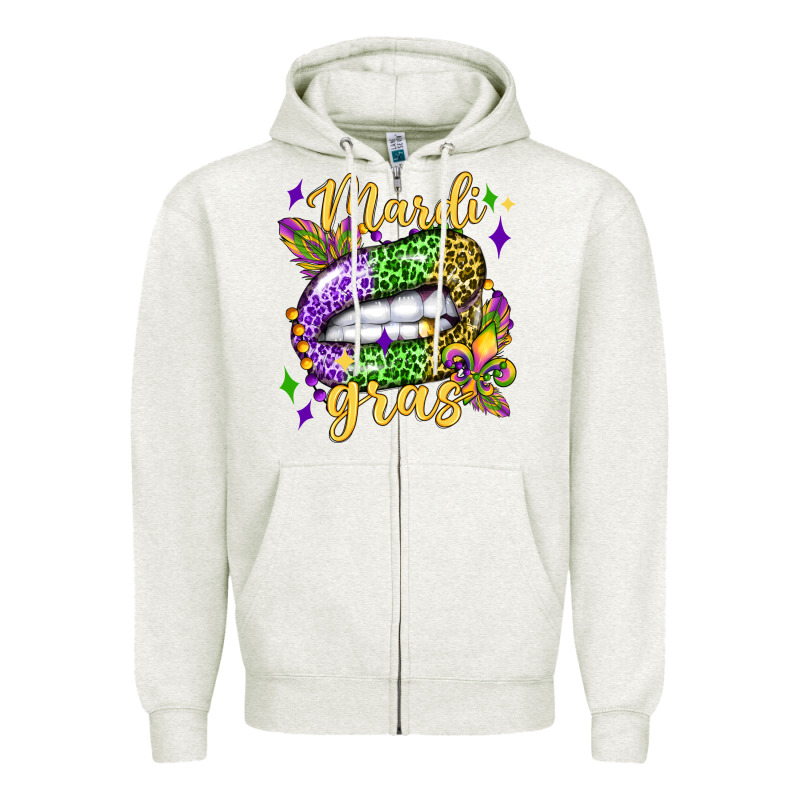 Mardi Gras With  Lip Olivia Zipper Hoodie by OliviaCreatesArt | Teevron