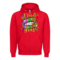 Red mardi gras with  lip olivia Zipper Hoodie - OliviaCreatesArt