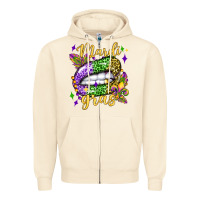 Sandshell mardi gras with  lip olivia Zipper Hoodie - OliviaCreatesArt