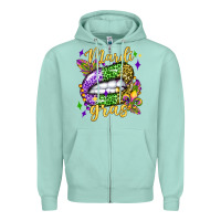 Seafoam mardi gras with  lip olivia Zipper Hoodie - OliviaCreatesArt