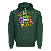 Sports Green mardi gras with  lip olivia Zipper Hoodie - OliviaCreatesArt