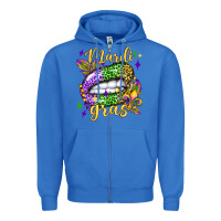 True Royal mardi gras with  lip olivia Zipper Hoodie - OliviaCreatesArt