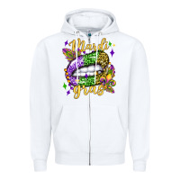 White mardi gras with  lip olivia Zipper Hoodie - OliviaCreatesArt