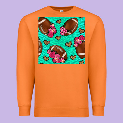 American Football Roses And Hearts Seamless Pattern Premium Sweatshirt Designed By Bundleandbundleshop