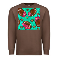 Chestnut american football roses and hearts seamless pattern Premium Sweatshirt - BundleAndBundleShop