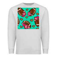 Dove Grey american football roses and hearts seamless pattern Premium Sweatshirt - BundleAndBundleShop