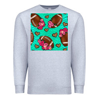 Heather Grey american football roses and hearts seamless pattern Premium Sweatshirt - BundleAndBundleShop