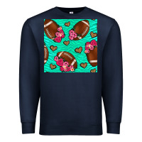 Navy american football roses and hearts seamless pattern Premium Sweatshirt - BundleAndBundleShop
