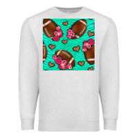 Oatmeal Heather american football roses and hearts seamless pattern Premium Sweatshirt - BundleAndBundleShop