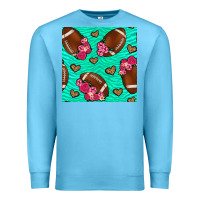 Ocean Blue american football roses and hearts seamless pattern Premium Sweatshirt - BundleAndBundleShop