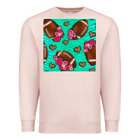 Pale Pink american football roses and hearts seamless pattern Premium Sweatshirt - BundleAndBundleShop