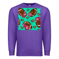 Purple american football roses and hearts seamless pattern Premium Sweatshirt - BundleAndBundleShop