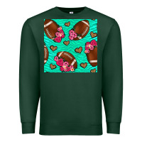 Sports Green american football roses and hearts seamless pattern Premium Sweatshirt - BundleAndBundleShop