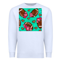White american football roses and hearts seamless pattern Premium Sweatshirt - BundleAndBundleShop