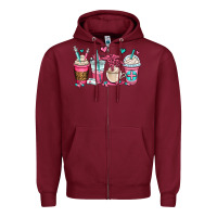 Burgundy nurse coffee cups Zipper Hoodie - OliviaCreatesArt
