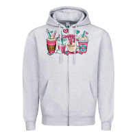 Heather Grey nurse coffee cups Zipper Hoodie - OliviaCreatesArt