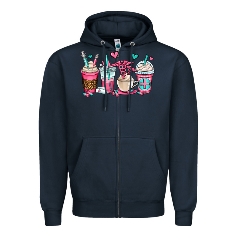 Nurse Coffee Cups Zipper Hoodie by OliviaCreatesArt | Teevron