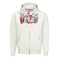 Oatmeal Heather nurse coffee cups Zipper Hoodie - OliviaCreatesArt